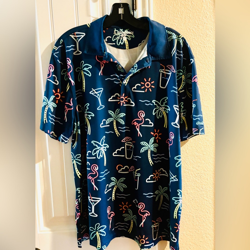 Chubbies “The Neon Light” Print Polo - Size Large Mens